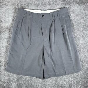 Turnbury Shorts Men's 38 Gray Double Pleated Microcheck‎ Rayon Blend